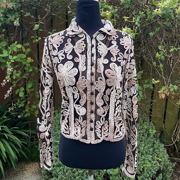 Phase Eight Tops - Y2k Phase Eight sheer embroidered blouse